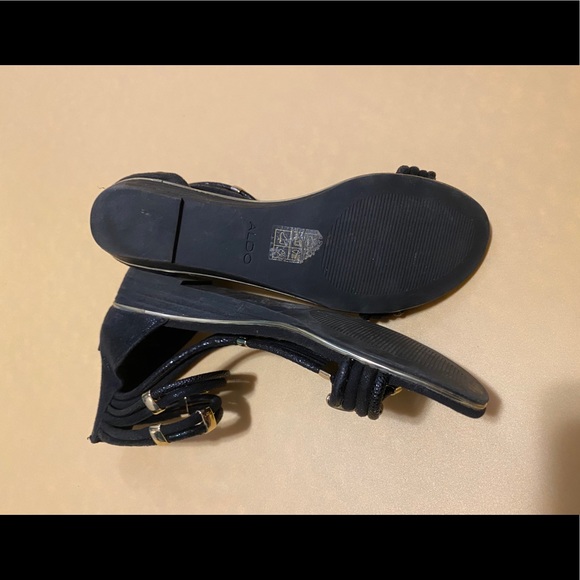 Aldo Black & Gold Gladiator Sandals - Picture 4 of 6